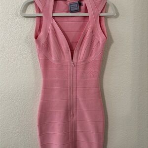 Herve Leger Pink Bandage Mini Dress